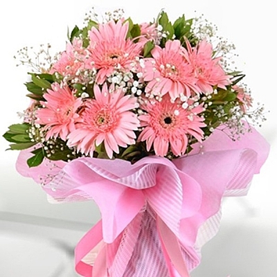 Pembe gerbera buketi
